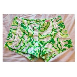 Lilly Pulitzer green & white Liza shorts